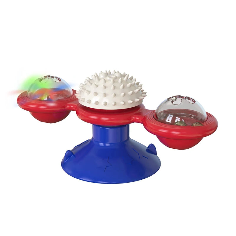 Cat Toy Windmill Rotating Turntable Interactive Pet Scratcher Hair Brush Catnip Teaser Toy for Kittens Cats Pet Supplies