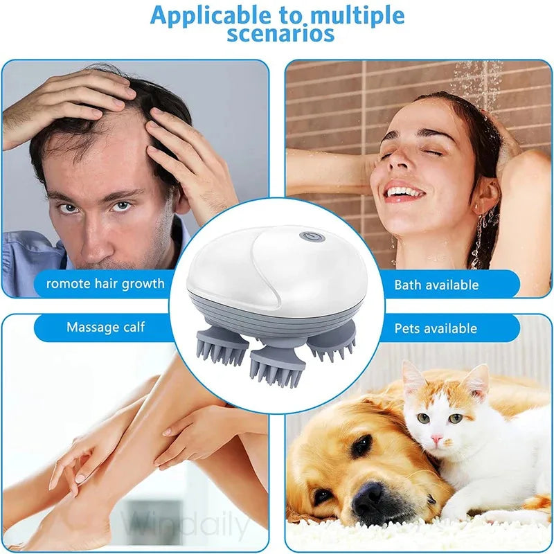 Electric Scalp Head Massager for Cats and Cat humans - Kneading Vibrating Device Health Care Shoulder Neck Leg Arm Deep Tissue Massage Cat  Pet Massager